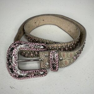 BB Simon Veronica 10 Pink Rhinestone Swarovski‎ Crystal Studded Belt Size XL